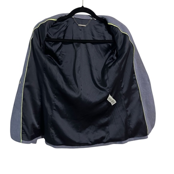 Elie Tahari Blue Chambray Linen Blend Blazer with Color Accents Details Size 0 - Picture 6 of 9